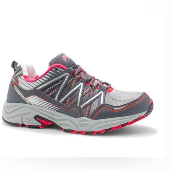 Women's Fila Headway 6 Trail Running Shoe Metallic Silver/Castlerock/Diva Pink - Picture 1 of 10